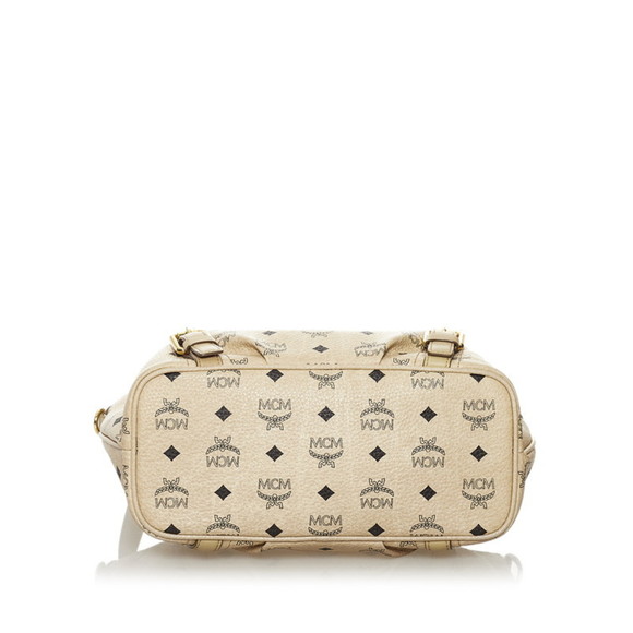 MCM Visetos Handbag Beige White PVC Leather Ladies - Picture 4 of 9